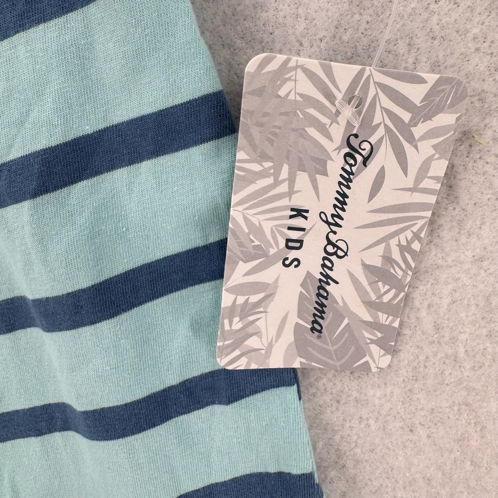 NWT Tommy Bahama Tropical Youth T-shirt 14-16‎ Logo Short Sleeves Blue Print - Picture 3 of 8